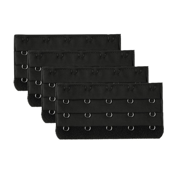 Extensor de tirantes de sujetador de brassiere Inspire Chic para mujer, 3 filas, 5 ganchos, 4 piezas, negro