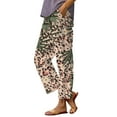 thumbnail image 2 of Women's Casual Pants Women'S Casual Boho Floral Print Stripe Cotton Linen Pants Elastic Waisted Summer Spring Beach Baggy,Yellow Women's Casual Pants XL, 2 of 4