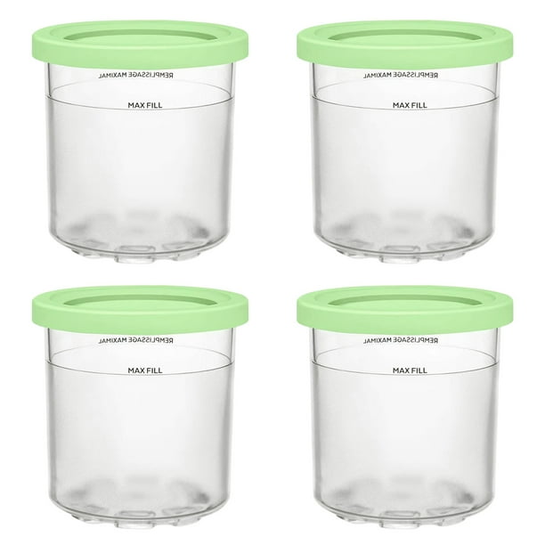 Paquete de 4 contenedores de repuesto para pintas y tapas Ninja Creami, 4 fundas de neopreno para helado, compatibles con 16 oz