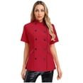 thumbnail image 2 of Aislor Women Classic Short Sleeve Chef Shirt Cooking Chef Coat Uniform With Traditional Buttons Burgundy XXL, 2 of 7