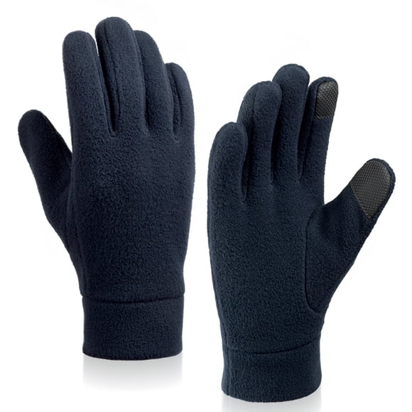 Inteprter Guantes completos cálidos de invierno negro azul marino pantalla táctil polar antideslizante motocicleta a prueba de viento mitones Suministros térmicos Armada METRO