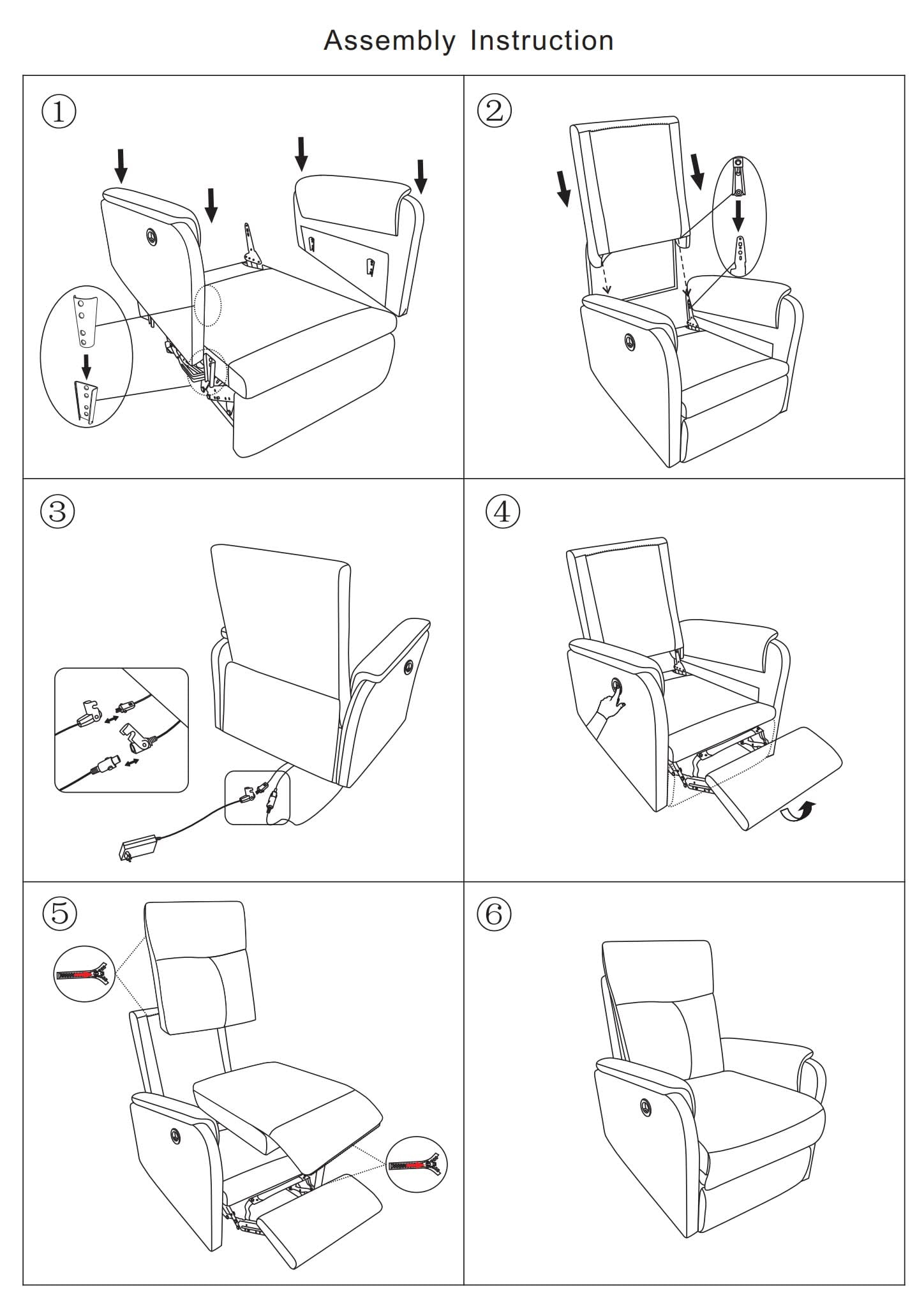 MAYEERTY Power Recliner Single Chair: Easy Control for Living Room and Bedroom, 35*30*40"Gray