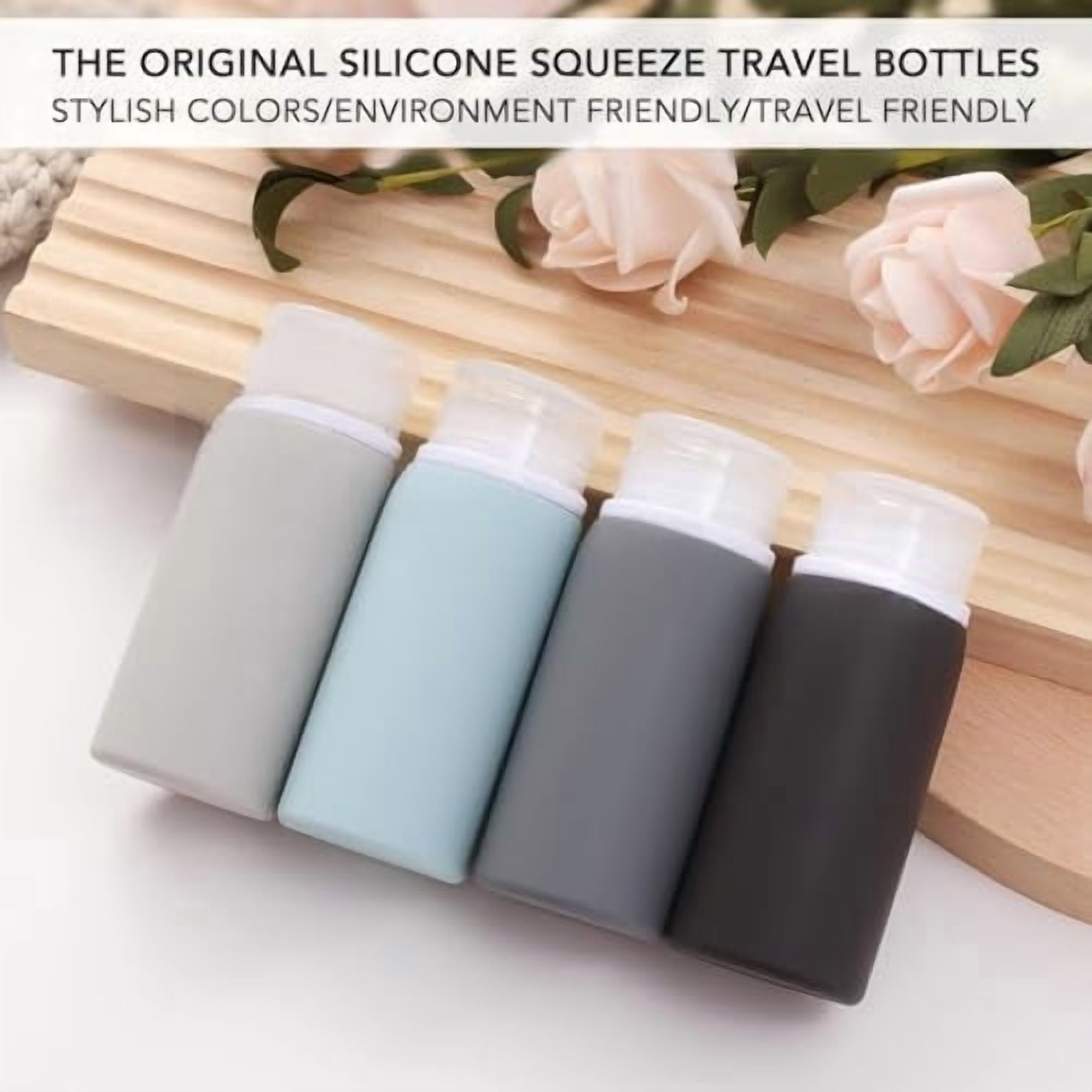 21 Pack Travel Bottles for Toiletries, Leak-Proof TSA Compliant Silicone Travel Size Containers for Shampoo and Conditioner, BPA Free with Toiletry Bag (Gray)