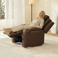 thumbnail image 3 of COLAMY Electric Power Recliner Living Room Chair with Adjustable Headrest, Leather Reclining Seat with Hidden Armrest Storage, Dual Cup Holders, USB Charging, LED, Dark Brown, 3 of 13