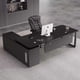 thumbnail image 2 of Black Executive Office Desk Storage Vanity Mid Century Modern Computer Desks Secretary Organizer Bureau Meuble Dining Room Sets My Lux Decor Round, 2 of 31