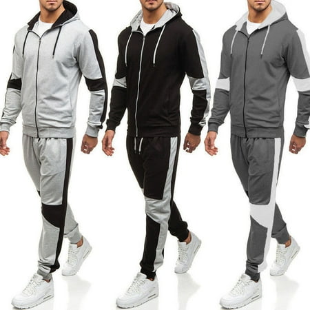 - Men Tracksuit Jogging Top Bottom Sport Sweat Suit Trousers Hoodie Coat Pant