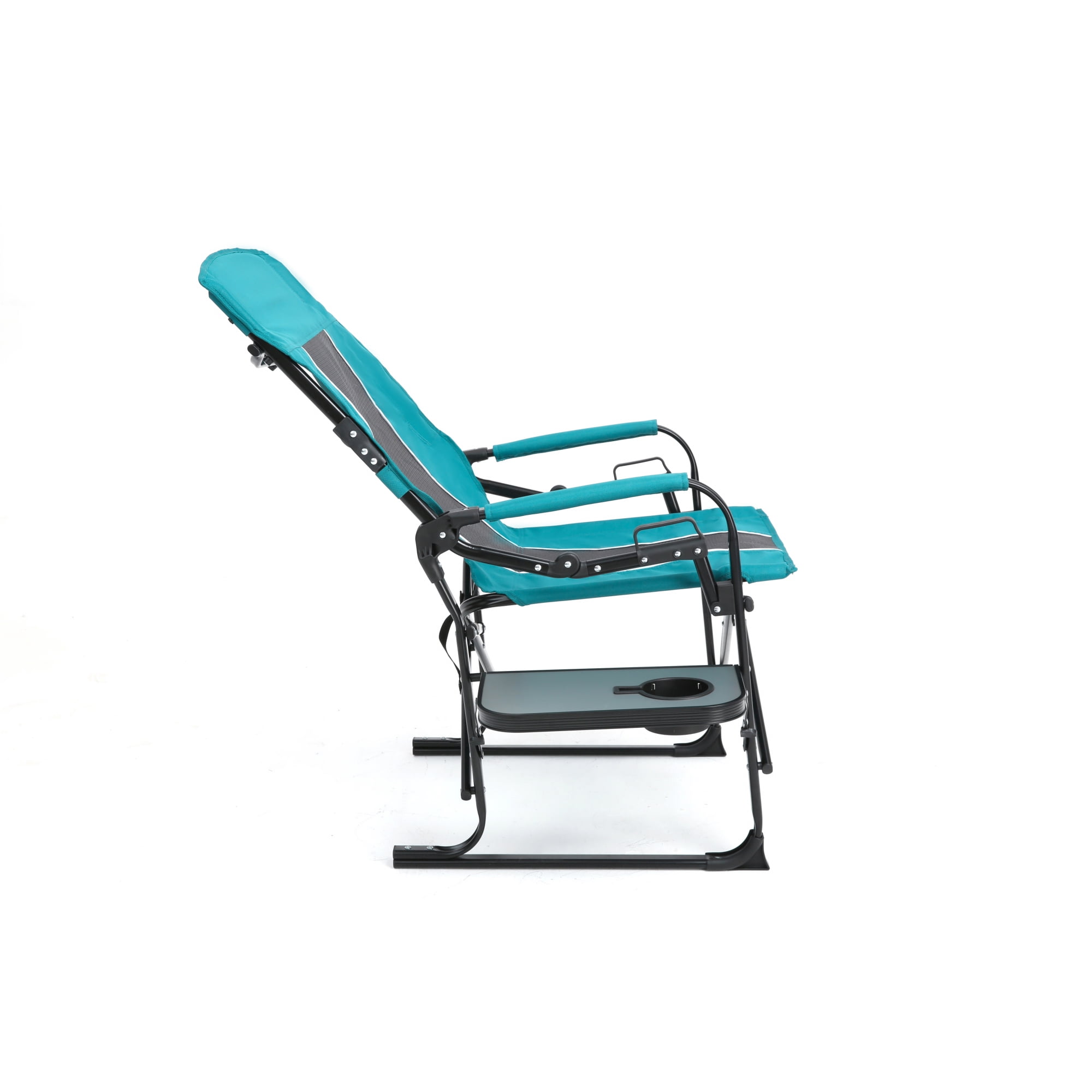 Leumius Oversized Camping Director Chair with Side Table for Outdoor, Portable Folding Chair for Beach, Fishing, Trip, Picnic, Lawn, Blue