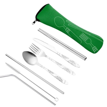 

7 Pcs Stainless Steel Knifes Fork Spoon Family Travel Camping Cutlery Eyeful