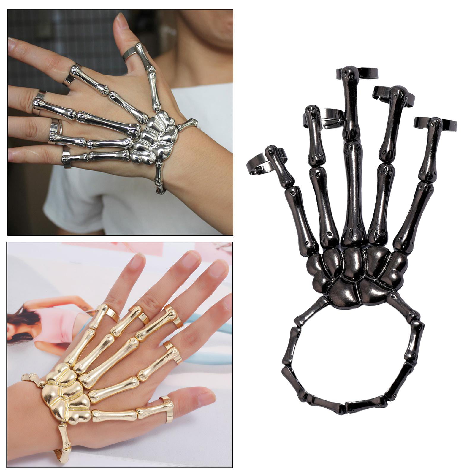 Amazon.com: Sither Metal Skeleton Bracelet Halloween Accessories Ghost Claw  Gothic Finger Wristband Skull Fingers on Party (Silver): Clothing, Shoes &  Jewelry