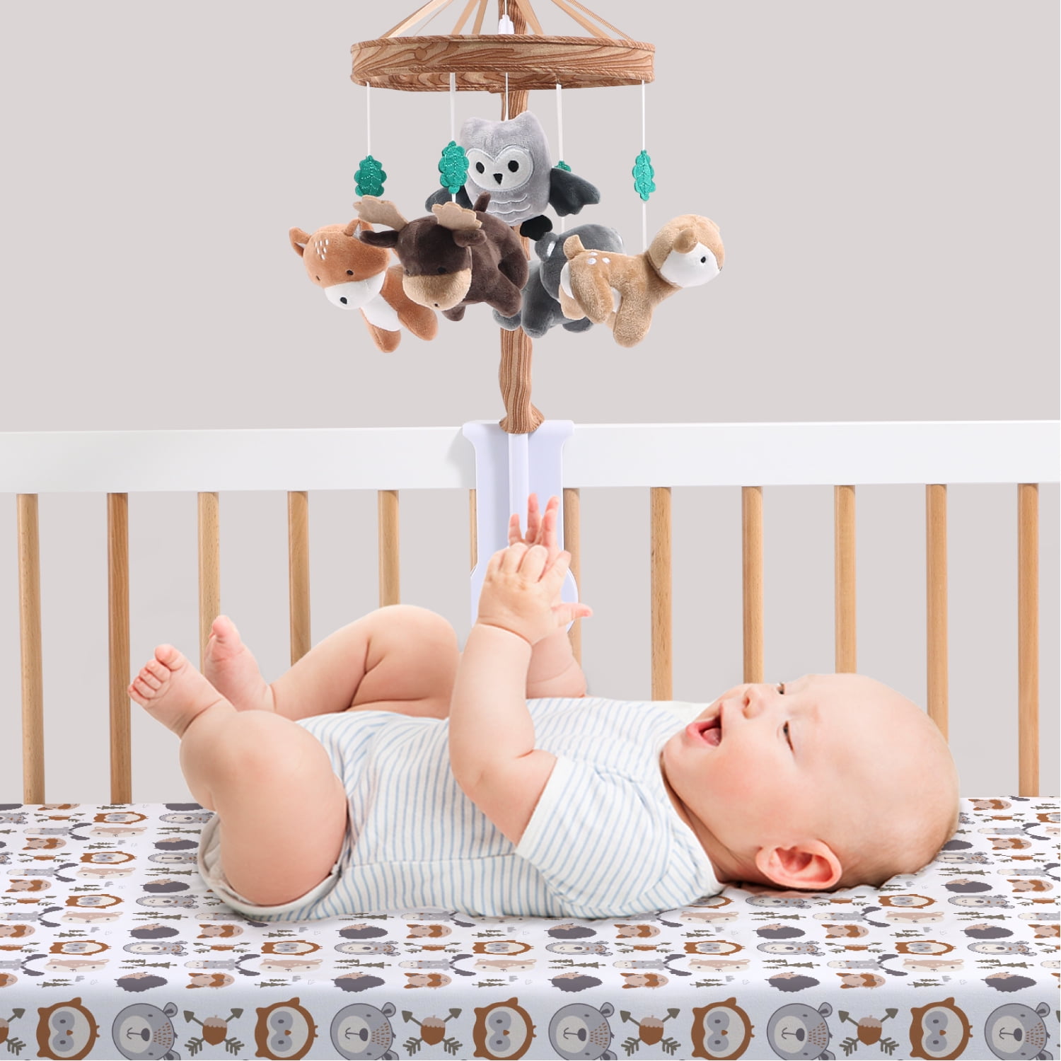 The Peanutshell Whimsical Woodland Baby Musical Crib Mobile 12 Lullabies Walmart