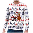 thumbnail image 1 of Chandail à Capuche Sans Capuche pour Hommes Hiver Chaud Col Rond Chandail Imprimé Flocon de Neige Père Noël Décontracté Confortable Doux, 1 of 4