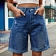 thumbnail image 5 of Pantalones Cortos Vaqueros para Mujer, Hasta la Rodilla, Modernos, Estilo Y2K, de Cintura Alta, Pierna , Informales, de Verano, con Bolsillos Azul Oscuro L, 5 of 9