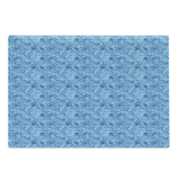 Oriental Cutting Board, Monochrome Design Pattern of Symbolic Easter Star in Blue Tones, Decorative Tempered Glass Cutting and Serving Board, in 3 Sizes, by Ambesonne