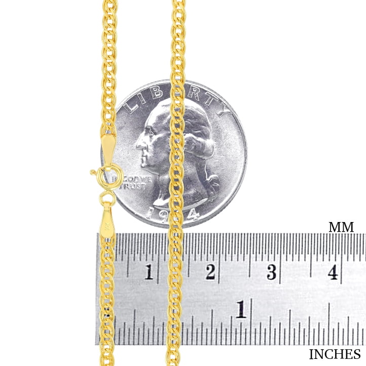 Nuragold 10k Real Yellow Gold Double Cuban Link 3mm Curb Chain Necklace (16"-24") Italian Jewelry for Men & Women