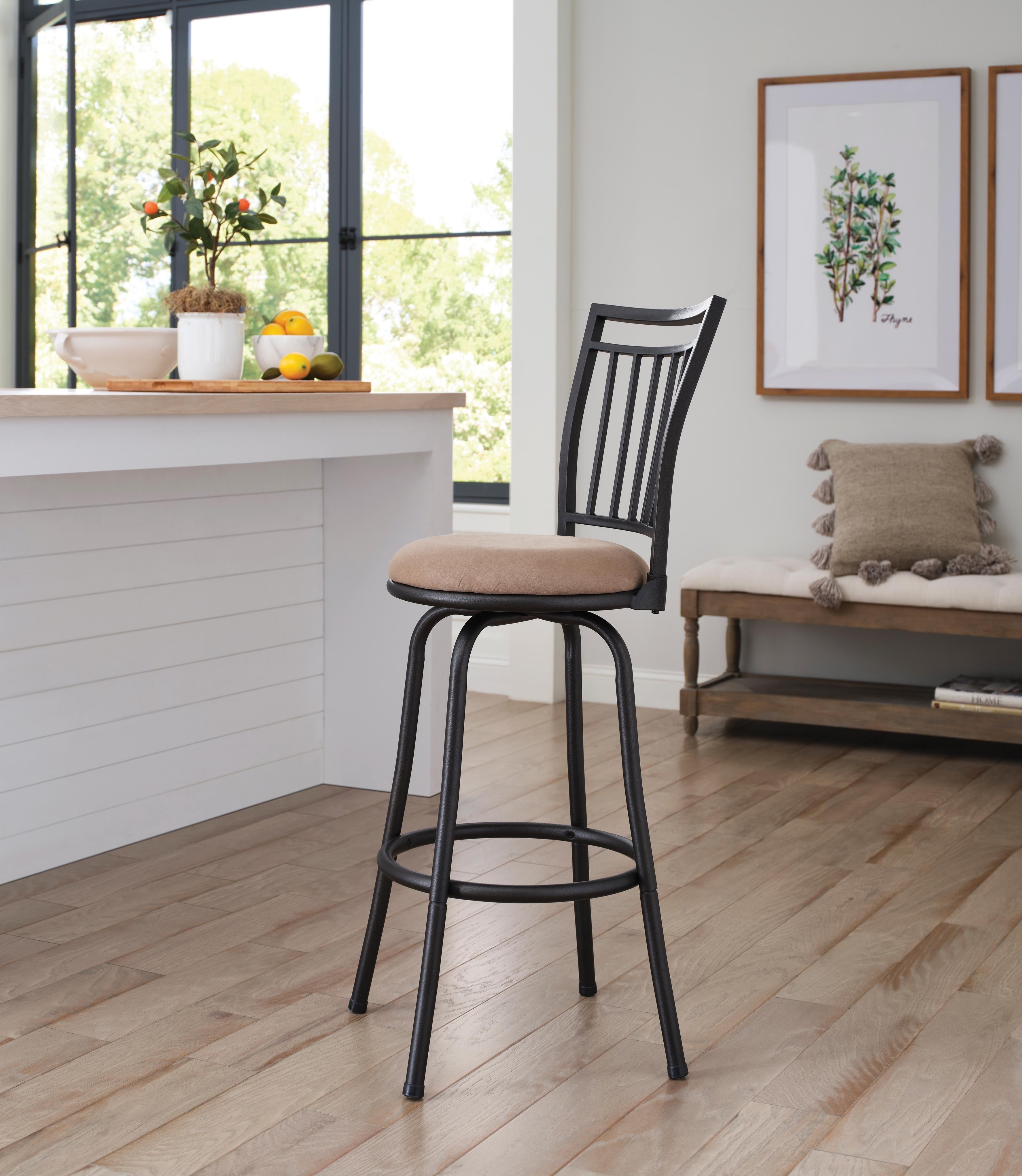 Mainstays Indoor Metal Folding Stool with Slat Back and Microfiber