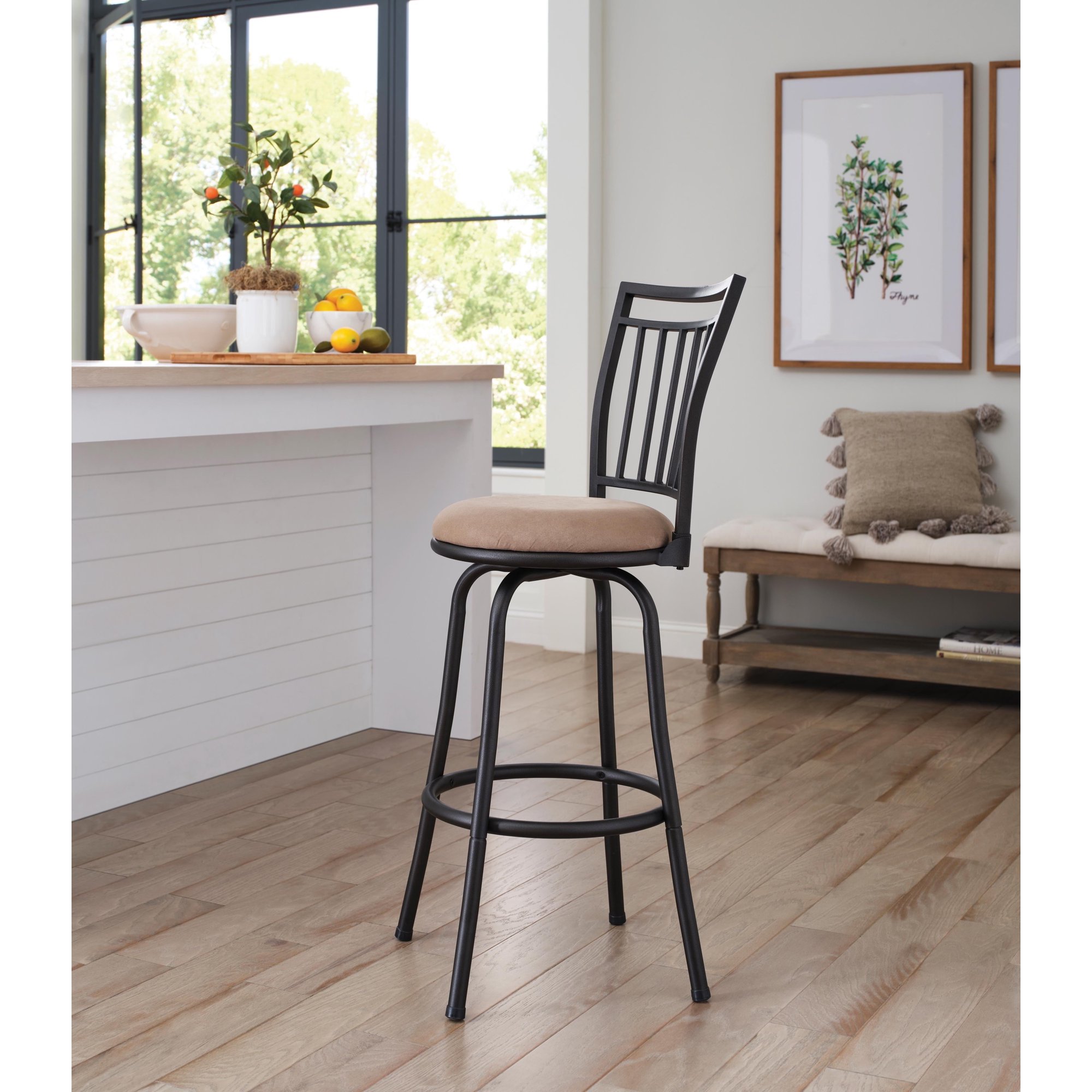 Azalea Park Metal Swivel and Adjustable Height Bar Stools, Tan