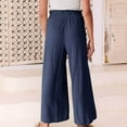 thumbnail image 3 of Wycnly Womens Palazzo Pants Linen Long Pants for Women Casual Solid Drawstring Elastic Waist Plus Size Wide Leg Palazzo Pants Cotton Linen Comfy Trousers with Pocket Fall, 3 of 6