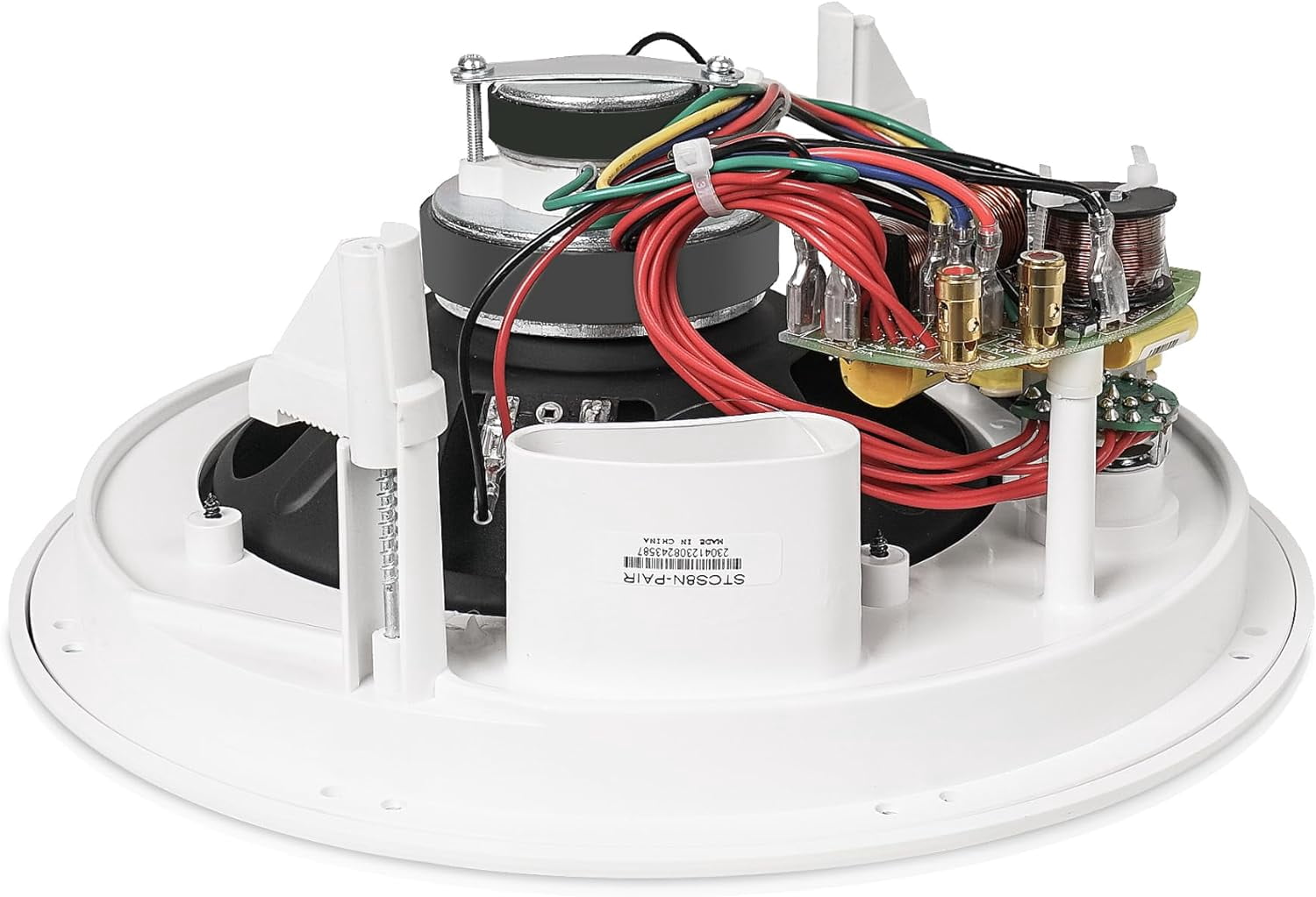 Sound Town Commercial Restaurant Bluetooth Amplifier + in-Ceiling Speaker Set, with One 6-Zone 70V/100V Amplifier with Bluetooth, 12 x Two-Way 8-Inch in-Ceiling Speakers, White (PAC180X12CS8N)