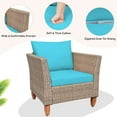 thumbnail image 6 of Patiojoy 3 Piece Outdoor Rattan Sofa Set Wicker Conversation Furniture Set with Turquoise Cushions, 6 of 9