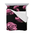 thumbnail image 7 of Pink Rose Twin Size Down Alternative Comforter, Lightweight Comforter Quilt Bedding Set with Pillow Shams Vintage Abstract Garden Flower Floral Black All Seasons Bed Comforter Duvet Insert 68"x86", 7 of 7