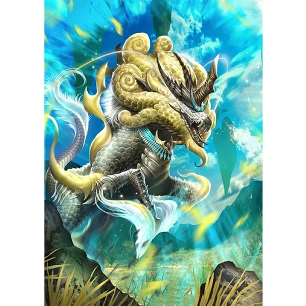 Pintura de diamante (DE5341) dragón 5D DIY cuadrado decoración del hogar mosaico para colorear 20X30cm FLhrweasw Nuevo