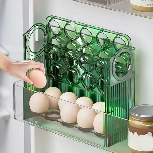 Panxico Clearance,Kitchen Rack,Bathroom Rack,Storage And Organization,Reversible Refrigerator Food Egg Storage Box Refrigerator Side Door Storage Rack Put Egg Tray Freshkeeping Box Egg Box Can Ti