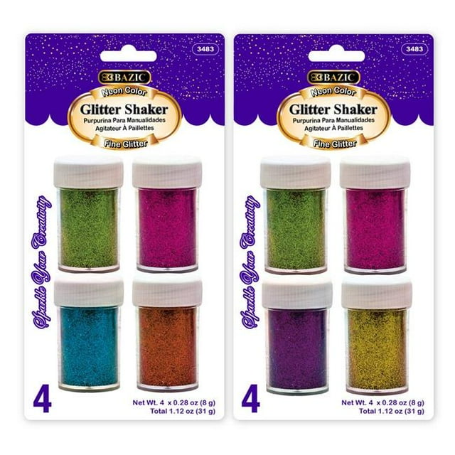 Bazic 3483 0.28 oz 4 Neon Color Glitter Shaker
