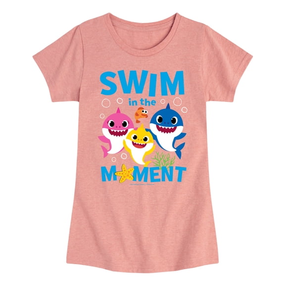 Baby Shark - Swim In The Moment Girls' Fitted Short Sleeve Graphic T-Shirt