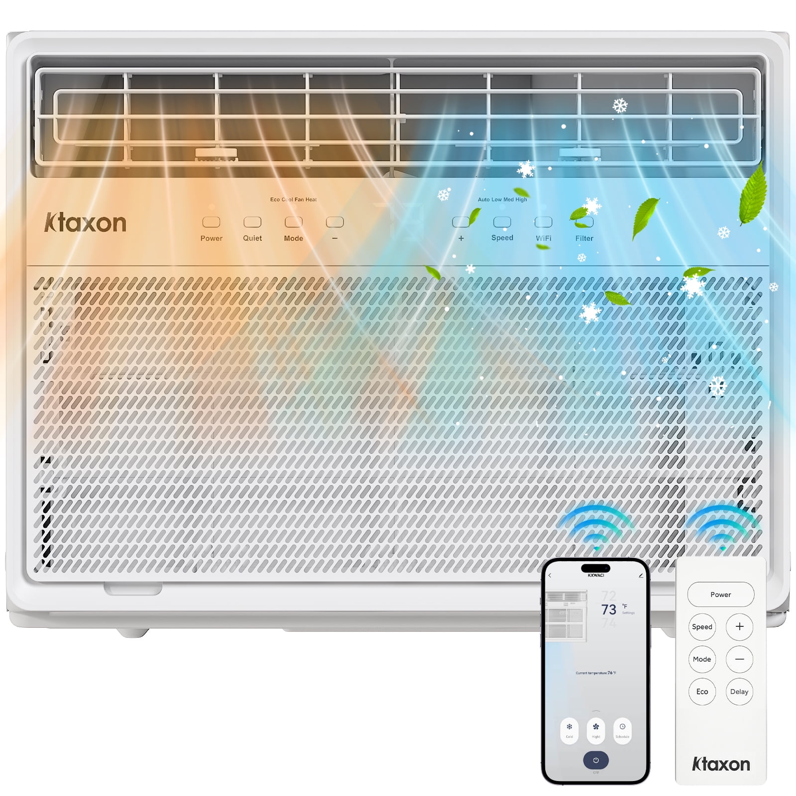 Ktaxon WiFi Enabled 8000BTU inverter Window Air Conditioner With Heater And Remote, White