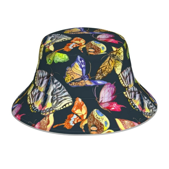 Xecao Butterfly Wild Insect Print Men and Women Night Reflective Hat Runner Cap Visor Bucket Hat Boonie Cap