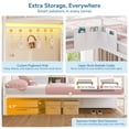 thumbnail image 6 of L-shaped Triple Bunk Bed for 3, Twin Over Twin Size Metal Bunk Beds with 9 Storage Drawers and LED Lights, Metal 3 Bed Bunk Beds with Open Shelves, Pegboard and Ladder, White, 6 of 8