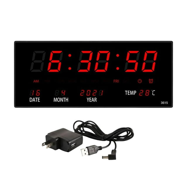Reloj Despertador Digital de Pared Zulema con Fecha Temperatura Calendario LED
