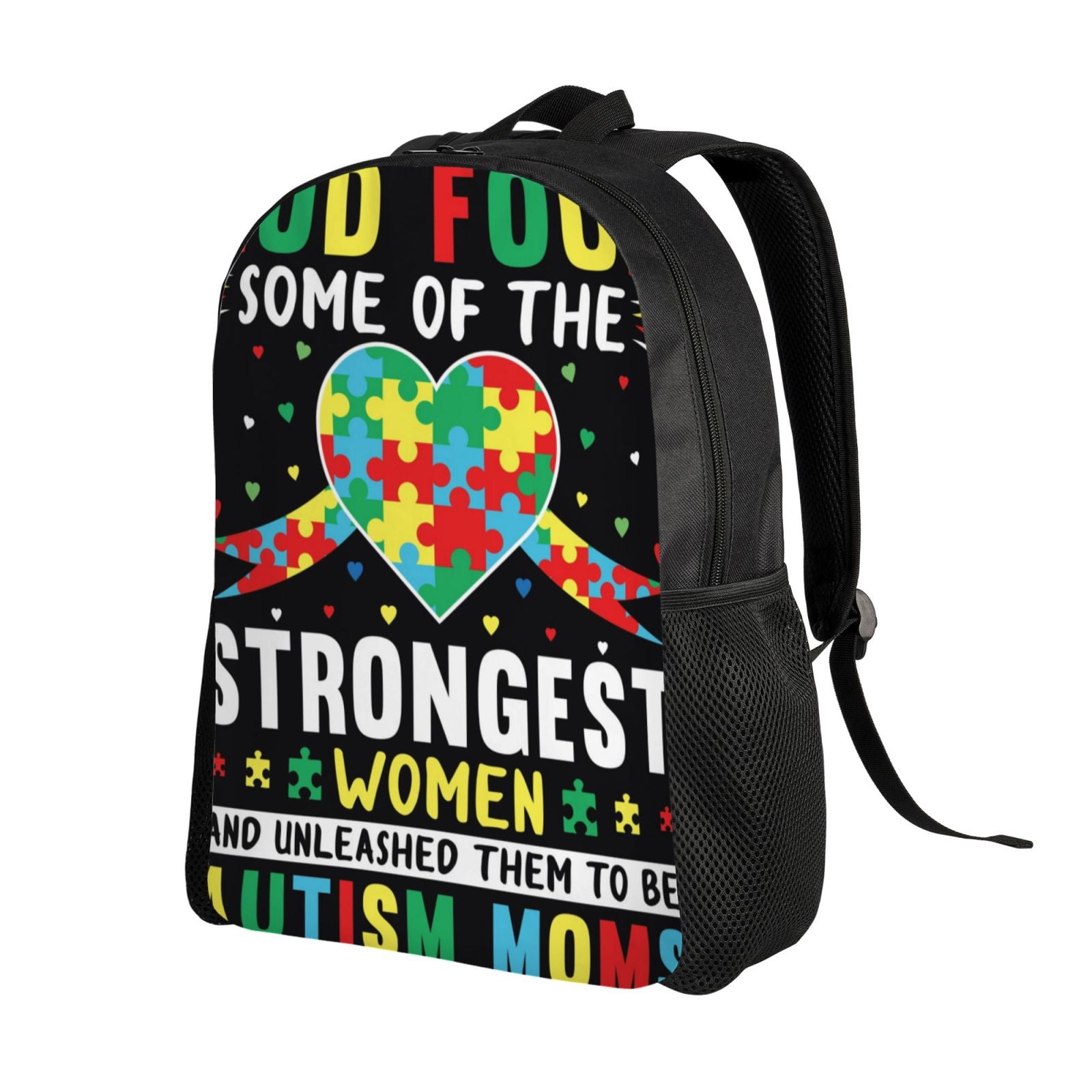 Xecao I Love With Autism Print School Backpack with Laptop Compartment Small Travel Laptop Backpack for Women Men Waterproof College Backpack Simple School Bag