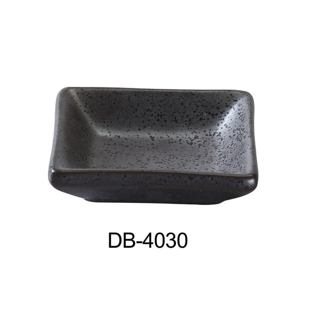 Yanco DB-4030 Diamond Black Collection 3" X 2.25" Rectangular Sauce Dish 2 oz, Matte Glaze (Pack of 48)