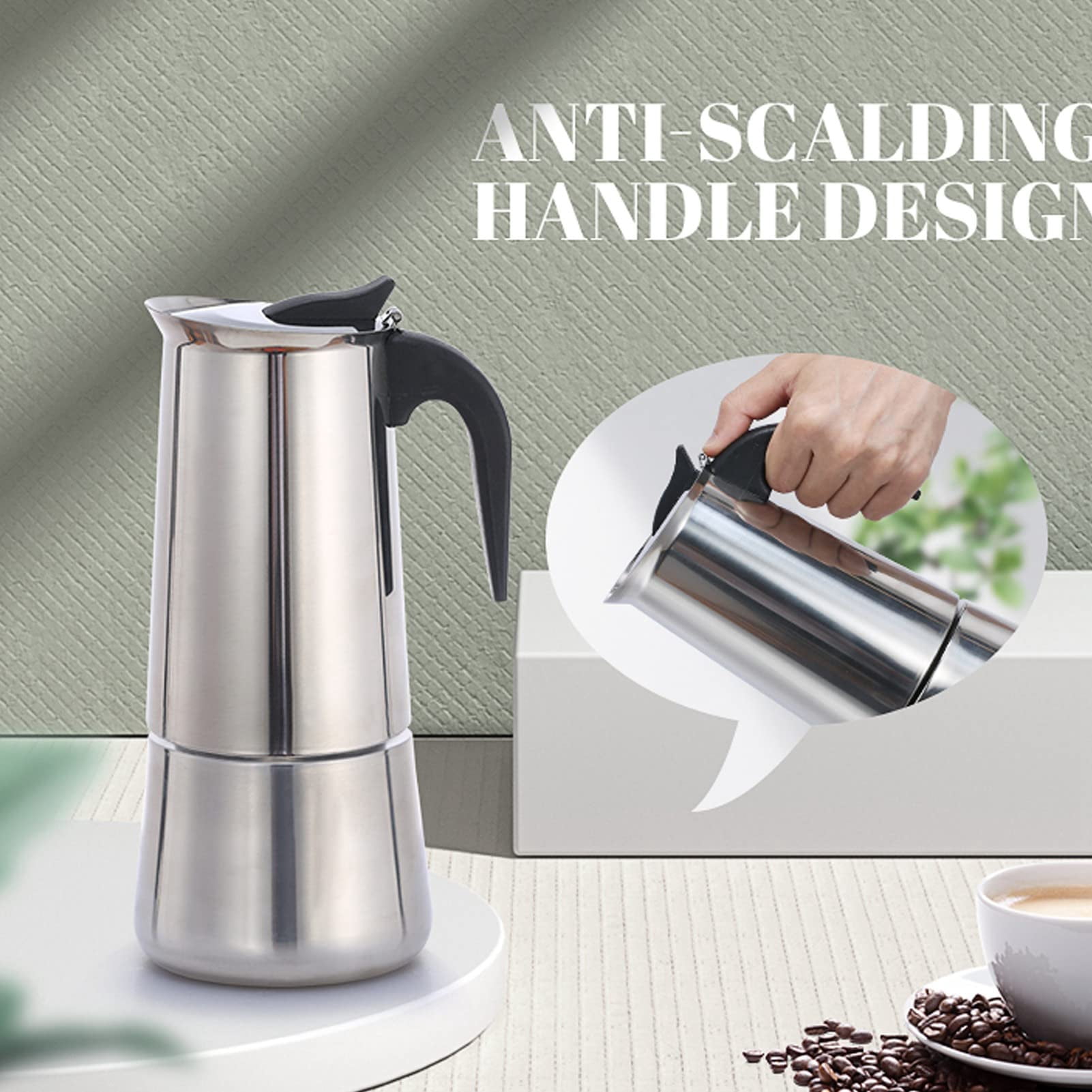 WLQ Electric Coffe Maker, Food Grade Portable Stainless Steel Pot Electric Coffee Percolator for Home and Outdoor Camping (100ml)