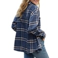 thumbnail image 4 of Liacowi Women Oversized Flannel Plaid Shirts Long Sleeve Button Down Shacket Lapel Loose Casual Fall Jacket Blouse Tops, 4 of 6