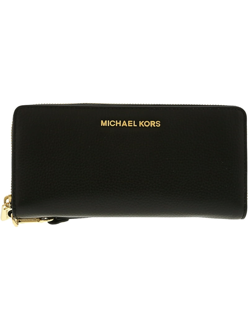 Michael Kors Women's Jet Set Travel Wallet, Black Pebbled Leather