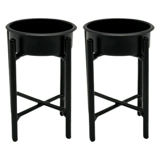 2 portavelas de metal de 7,5 cm de alto, miniadornos de pie Negro