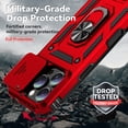 thumbnail image 6 of Dteck Case for iPhone 16 Pro Max,Heavy Duty with Slide Camera Protective Military Grade Phone Cover with Ring Kickstand Shockproof Rubber+ PC Case,Red, 6 of 9