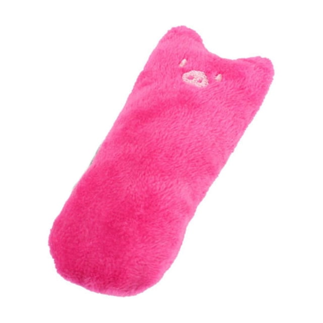 Methold Almohada de hierba gatera de dibujos animados, juguete interactivo para gatos, dientes de felpa, mordedura, menta Juguetes para gatos Rosa roja