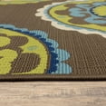 thumbnail image 3 of 2' X 4' Brown and Green Floral Medallion Indoor Outdoor Area Rug, 3 of 5