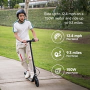 Segway DLX 2 Kids Electric Kick Scooter, 12.4 mph Max Speed, 9.3 miles Max Range, Ages 6 years and up, Black, UL-2272 Certified
