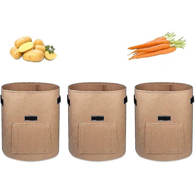 Paquete de 3 bolsas para plantas, bolsas En P, bolsas para plantas no tejidas, bolsas para patatas, bolsas para plantas con Ow y S, para patatas, zanahorias y tomates