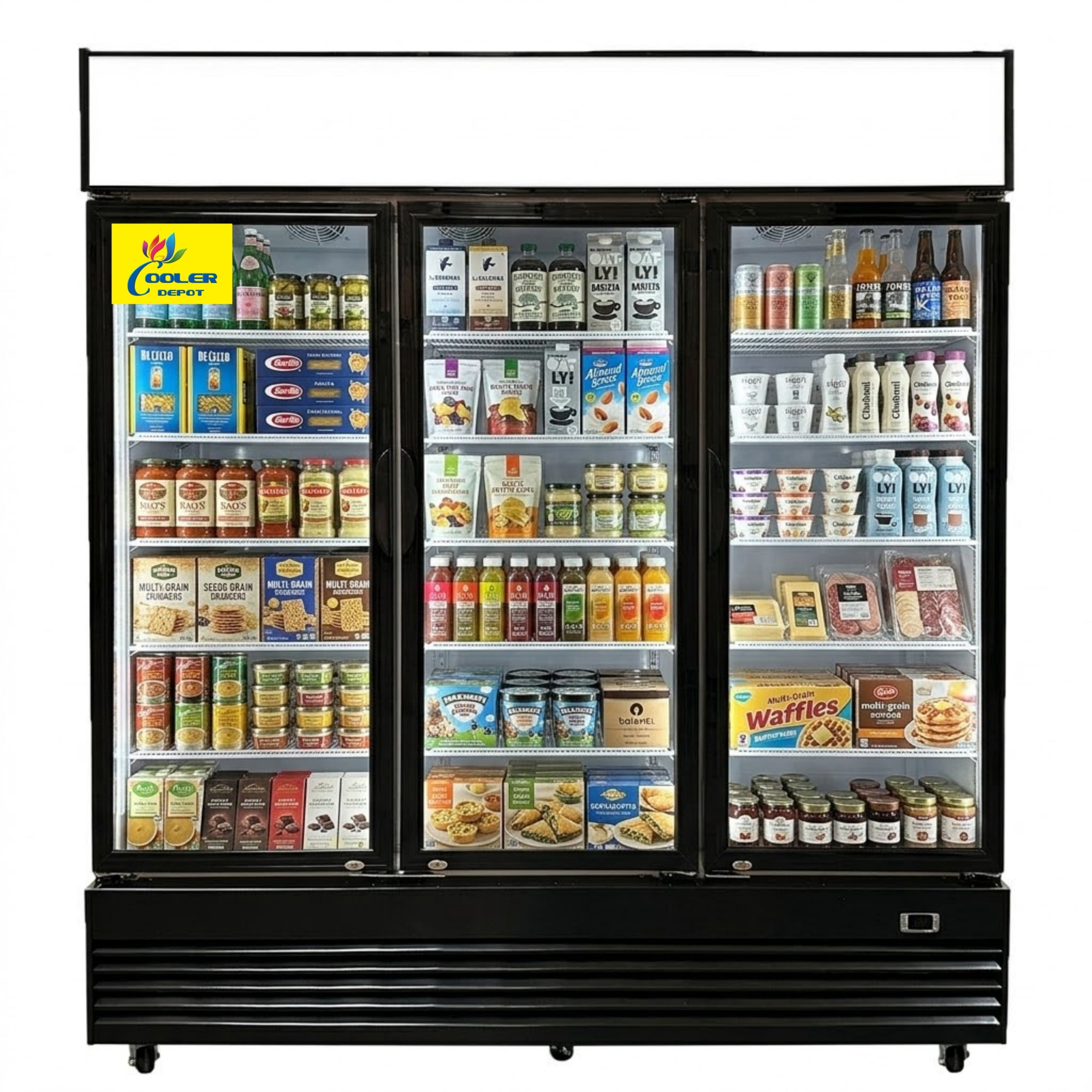Cooler Depot 64 in. Three Glass Door Commercial Merchandiser Refrigerator 49.8 Cu.Ft. NSF Commercial Refrigerator Cooler
