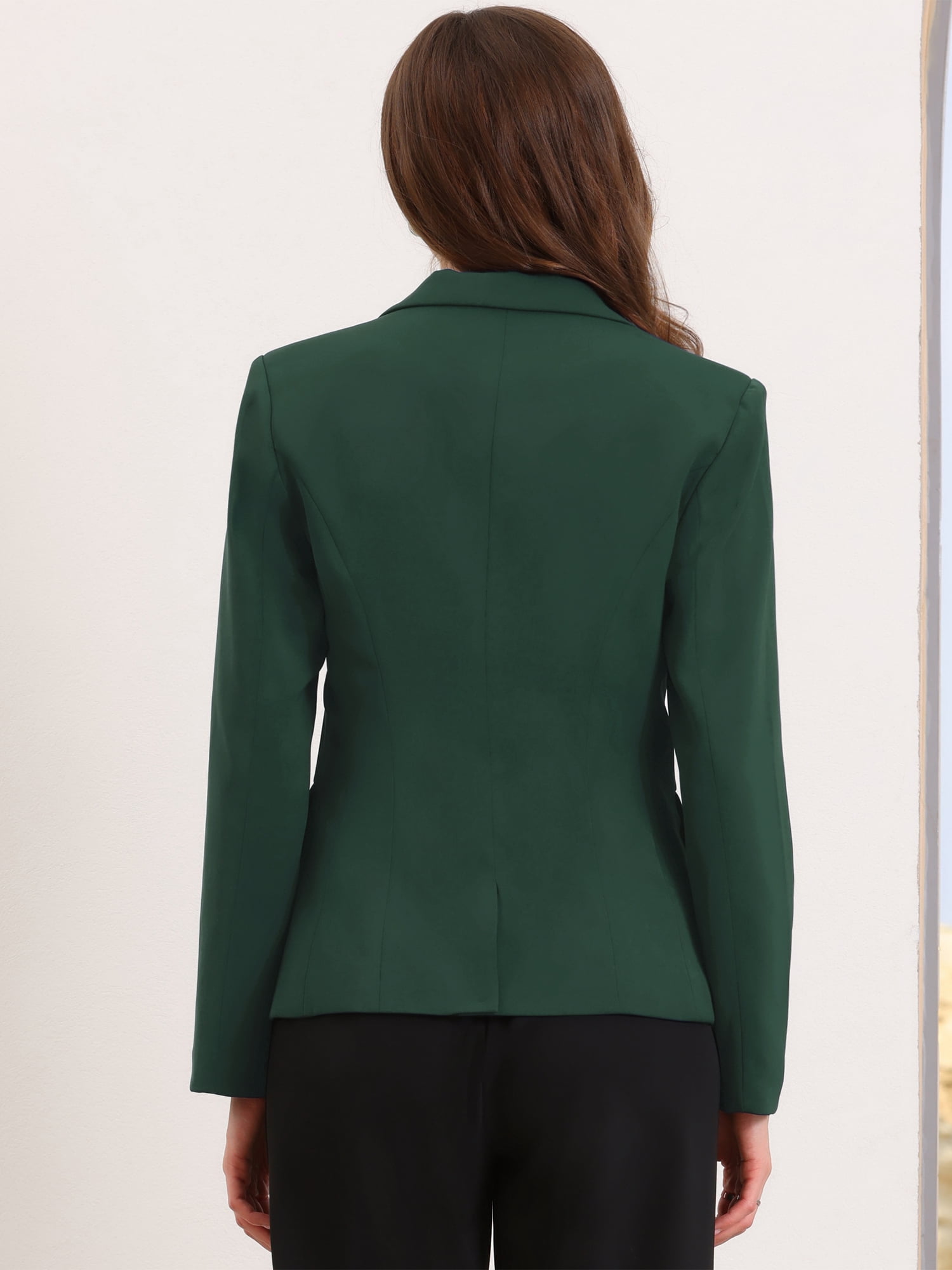 DARING DIVA Women's Casual Long Sleeve One Button Pockets Suit Jacket XS Dark Green