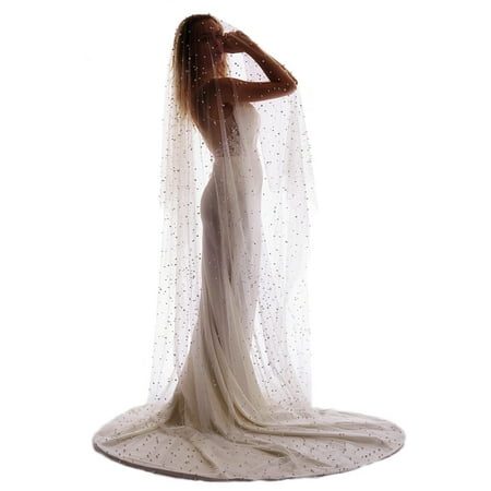 2Tiers 3M Cathedral Veils Pearl Wedding Veil Ivory Pearl Veils Bridal Veil Pearl Veils For Brides Ivory