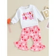 thumbnail image 4 of Elippeo Toddler Girls Valentine's Day Sets 6M 12M 18M 24M 3Y 4Y Long Sleeve Letter Print Sweatshirt Heart Print Pants Sets, 4 of 10