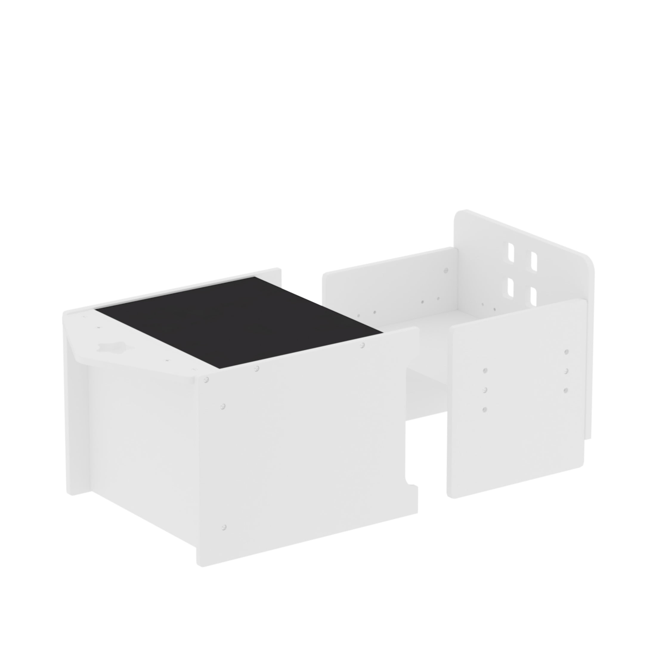 Noble House Kids Montessori Weaning Table and Chair Set, Adjustable Wooden Toddler Activity Desk with Blackboard, White