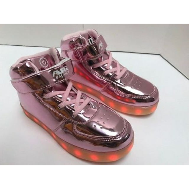 LED Light Lace Up High Top Shoes Youth-Junior(Pink, 12 M US)