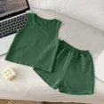 thumbnail image 5 of Agkizg Kids Girls Clothing Set Sleeveless 2 Piece Outfit Solid Crewneck Tank Top Shorts Summer Set, 5 of 6
